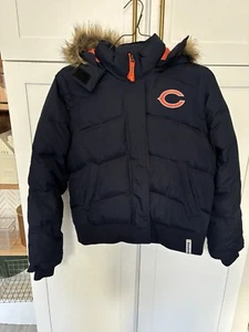 2 in 1 NFL Team Apparel REEBOK Chicago Bears Women's Puffer Jacket Hoodie Vest M - Picture 1 of 15