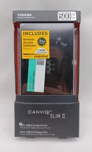 TOSHIBA CANVIO SLIM 500 GB PORTIBLE EXTERNAL HARD DRIVE DTD205 NEW OPEN BOX - Photo 1/2