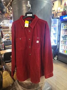 Carhartt Mens Lined Flannel Shirt Corduroy Deep Red Loose Fit 104916 Size 2XL