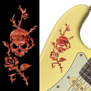 Rose & Skull/Abalone Red Inlay Sticker Decal for Guitar & Bass - Picture 1 of 12