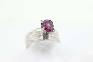 Natural Ruby Diamond Ring. PLATINUM Ruby Solitaire engagement ring. - Picture 1 of 6