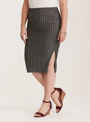 Falda lápiz tejida acanalada brillo plateado tórrido 0X grande 12 #80612 Foto 1 de 2