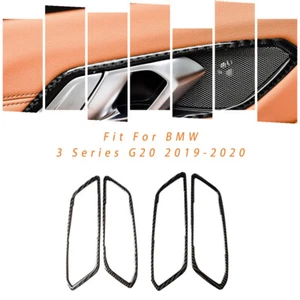 4x Carbon Fiber Door Handle Frame Sticker Trim For BMW 3 Series G20 2019-20 Auto - Picture 1 of 7
