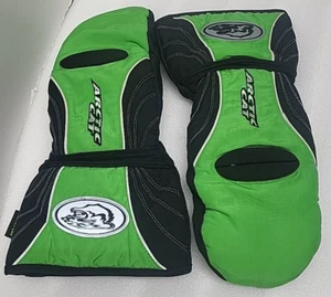 ARCTIC CAT TEAM Green/Black Embroidered Mittens LEATHER PALM Medium Snowmobile - Picture 1 of 8