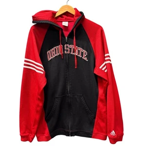 Ohio State Buckeyes Hoodie Mens Large Red Black Full Zip Jacket adidas - Picture 1 of 10