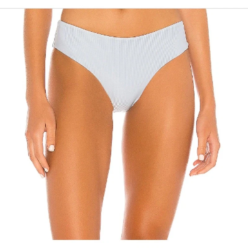 Tularosa Dusty Blue Cheeky Bikini Bottom LARGE High V-Cut Kyndle Revolve $88 NEW - Image 1 of 4