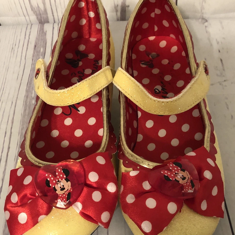 Disney Store Kids Girl Minnie Mouse Yellow Sparkle Heels Bow Shoes Dress Up Sz 1 - Image 1 of 4