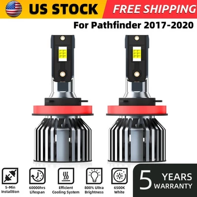 For Nissan Pathfinder 2017-2020 H8/H9/H11 LED Headlight Bulbs Kit High/Low Beam - Image 1 of 4