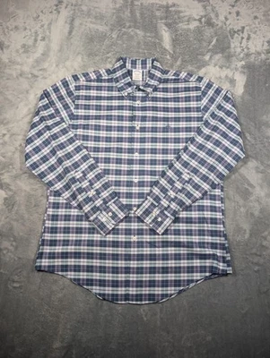 Camisa Brooks Brothers Para Hombre Grande Azul Rosa Cuadros Regent Sin Planchar Con Botones Foto 1 de 4
