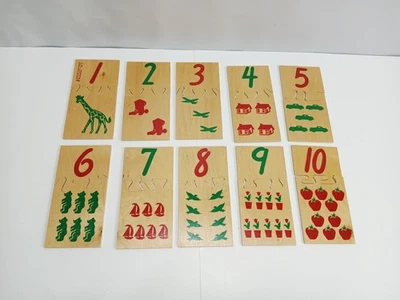Vtg Creative Playthings Wooden Counting Puzzle = 1-10 = 20 pieces - Image 1 of 4