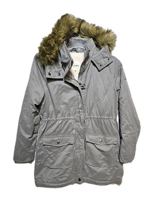 Abercrombie Fitch Kids Girls Hooded Jacket Parka Coat Size 15-16 Faux Fur Gray - Image 1 of 4