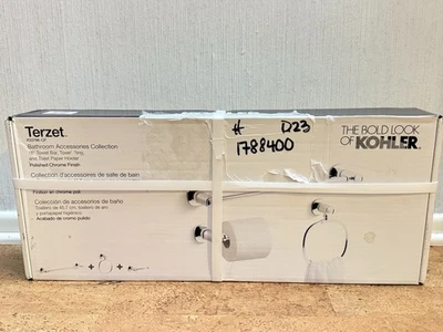 Juego de baño Kohler Terzet, toallero de 18”, anillo, soporte TP - acabado cromado Foto 1 de 4