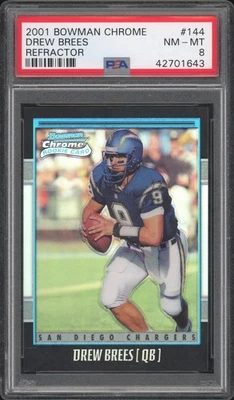 2001 Bowman Chrome Drew Brees Refractor Rookie /1999 PSA 8 - Image 1 of 2