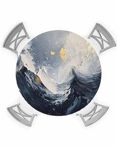 Abstract Elastic Round Tablecloth Modern Oil Painting Fitted Tablecloths for ... - Picture 1 of 6