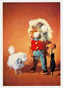 1966 Russian postcard SOFT TOYS LION and POODLE made by 15 yrs old child - Picture 1 of 2
