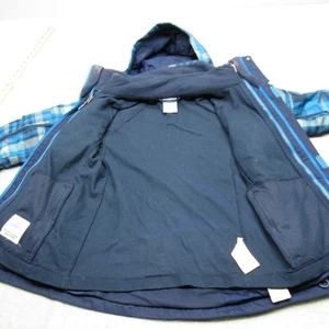 Columbia Interchange Jacket Youth Medium Blue Plaid Hooded Omni-Tech 3 In 1 - Picture 1 of 20