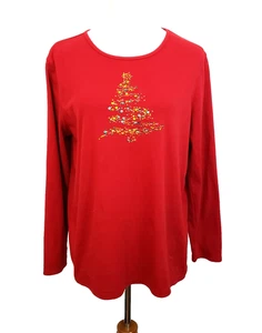 My Christmas T Shirt Sequin Christmas Tree Red Long Sleeve Size XL - Picture 1 of 8