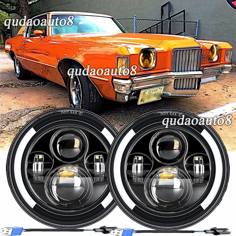  Fit Pontiac Grand Prix 1971 1972 1973 1974 1975 2 件 7 英寸圆形 led 车头灯 — 第 1/4 张图片