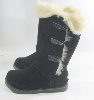 Nuevas Botas Negras Punta Redonda Invierno Cálidas Rodilla Laterales MUJERES Talla 10 Foto 1 de 4