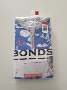 Bonds Baby Blue Cactus Long Sleeve Zip Wondersuit Size 1 BNIP 2016 RARE JUMP - Picture 1 of 2