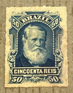 Estampilla Brasil 70/1878-1879 50r Emperador Azul Dom Pedro, Sin Usar, Ruleta - Imagen 1 de 2