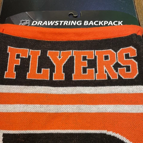 Philadelphia Flyers Knit Drawstring Backpack  NHL Big Logo Backsack Bag New Cover