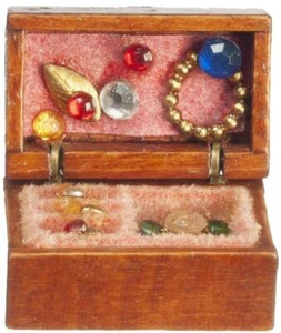 Dolls House Full Wooden Jewellery Box Miniature Bedroom Dressing Table Accessory - Picture 1 of 9
