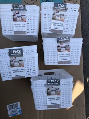 5X2PK Starplast Plastic Wicker Storage Basket Organizer Woven Ergonomic USA MADE - Image 1 of 4