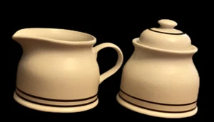 Johnson Brothers Table Plus Sandlewood Creamer and Sugar Bowl With Lid - Brown - Picture 1 of 12