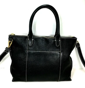 G.I.L.I. Black Leather Crossbody Satchel Shoulder Bag - Picture 1 of 12