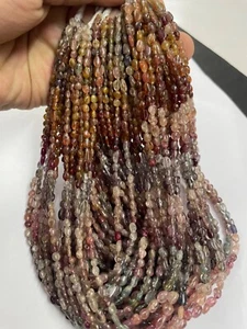 Natural Multi Spinel Oval Shape Beads 4-6mm Multi Spinal Smooth Nuggets beads - Picture 1 of 5