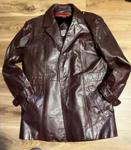 VTG - MENS BROWN LEATHER BLAZER / ZIP- OUT LINING- SIZE 42 - Picture 1 of 17