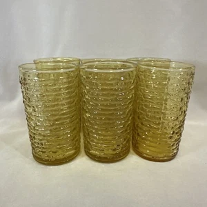 Anchor Hocking Soreno Gold Juice Glasses 4" Set of 6 Amber Glasses Vintage - Picture 1 of 5