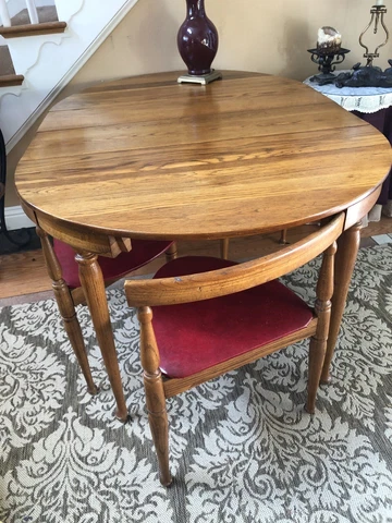 Antique 19th Century Teak Wood Roundette W/ Table Slides. Hans Olsen Style Set Cover