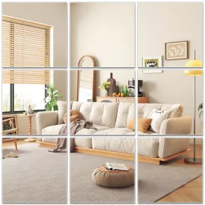 10x Flexible Mirror Sheets Self Adhesive Non Glass Tiles Stickers Wall Décor-~ - Picture 1 of 9