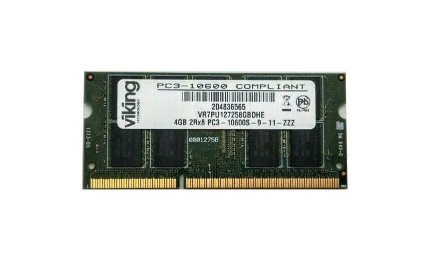 4GB PC3-10600 ECC SODIMM VR7PU127258GBDHE Viking Server Memory RAM Hynix Modules - Image 1 of 3