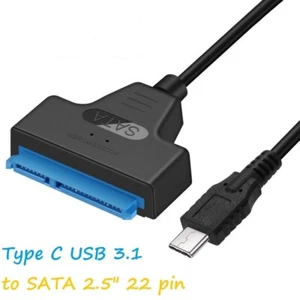 Type C USB 3.1 to SATA 3.0 22Pin 2.5" Adapter Cable Lead for Hard Drive HDD SSD - Picture 1 of 6