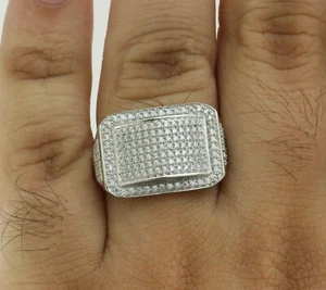 10K White Gold 0.50 Ct Round Natural Diamond Engagement Wedding Mens Band Ring - Picture 1 of 12