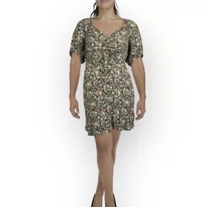 Cotton On Curve Violet Puff Sleeve Dress Caroline Floral NEW Plus Size 20 - Picture 1 of 10