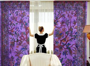 Mandala Window Door Curtains Tree of Life Decor Boho Wall Drapes Cotton Tapestry - Picture 1 of 31