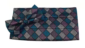 Herren 100 % Seide Kummerbund & Fliege Set Retro Mehrfarbig Hergestellt in den USA - Bild 1 von 1