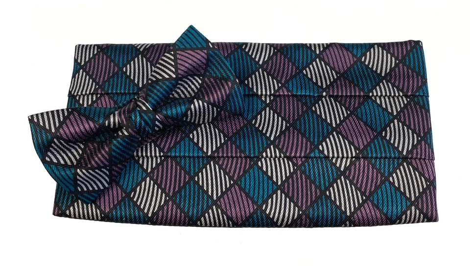 Conjunto de pajarita y pajarita retro multicolor 100 % seda para hombre hecho en EE. UU. Foto 1 de 1