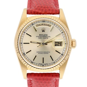 Rolex Day Date 36mm 18238 Fluted Bezel Silver Index Dial 18k Yellow Gold Watch - Picture 1 of 8