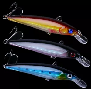 3PCS Crankbaits Fishing Lures Minnow Wobblers Bass Swim Fishing Tackle Hard Bait - Picture 1 of 4