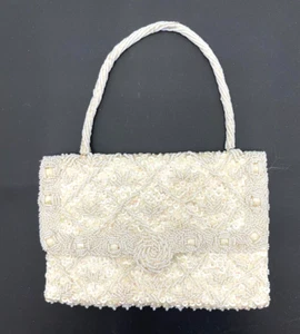 Bon Soir Hand-Made Beaded Sequin Purse Evening Hand Clutch Bag 50s 60s - Picture 1 of 17