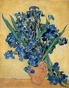 Vase with Irises a Yellow Background Painting by Vincent van Gogh Reproduction - Picture 1 of 3