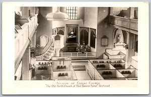 Postcard RPPC c1930s Boston MA Interior Christ Chuch Paul Revere Restored - Bild 1 von 2
