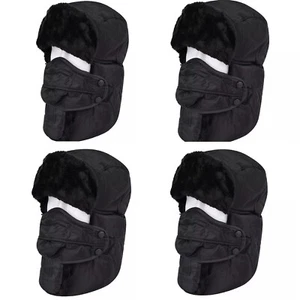 Men's Waterproof Trapper Ski Hat Faux Fur Lined Russian Style Warm Winter UK - Picture 1 of 4