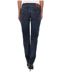 $229 NEW True Religion Jeans Women Cameron Boyfriend Dark Stretch Denims Italy - Picture 1 of 12