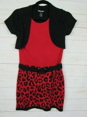 Vestido Suéter Pipset Dorado Niñas Manga Corta Rojo y Negro Talla L(14)  Foto 1 de 4